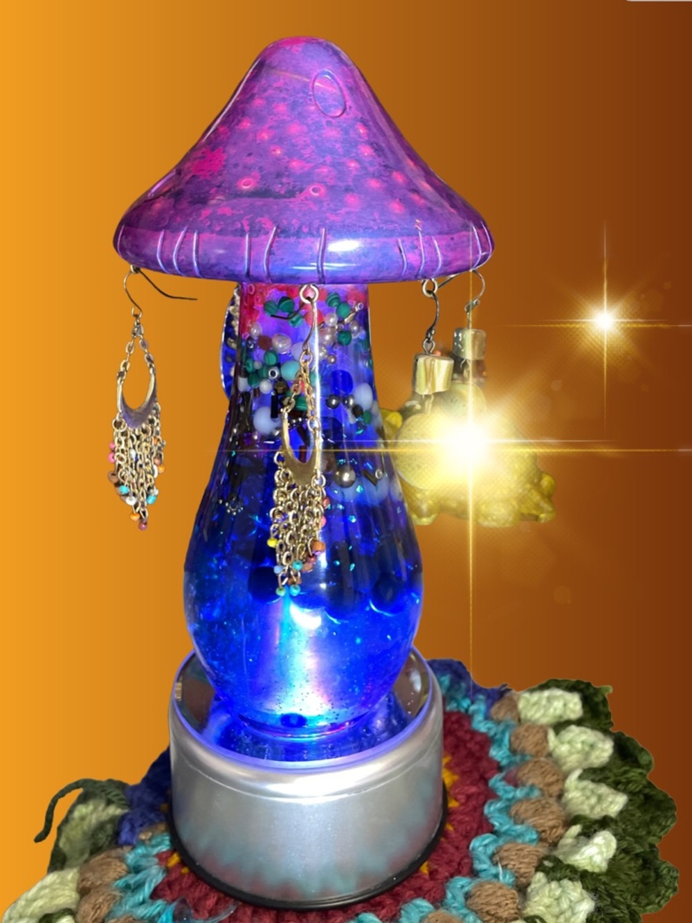Mushroom Earring Display Handmade (holds set of 3)Lightbase sold separately